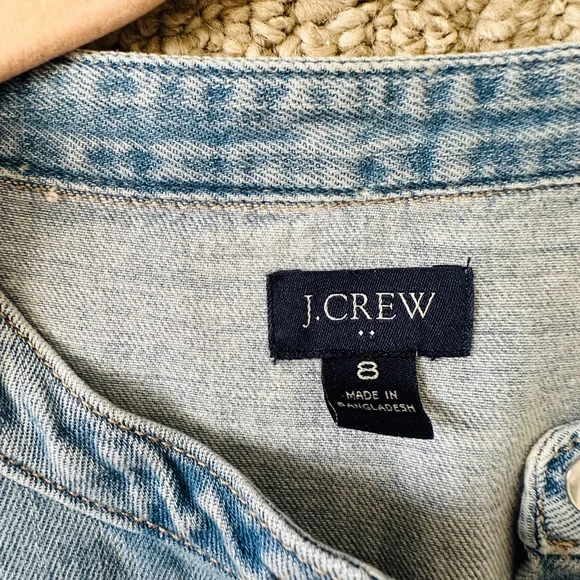 J. Crew Factory Light Blue Denim Midi Button-Front Dress with Tie Belt - Picture 5 of 7